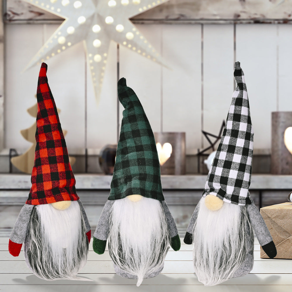 Christmas Decorations Christmas Plaid Hat Rudolf Doll