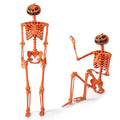 5.2 FT Orange Life-Size Poseable Halloween Skeleton with Pumpkin Head and Movable Joints