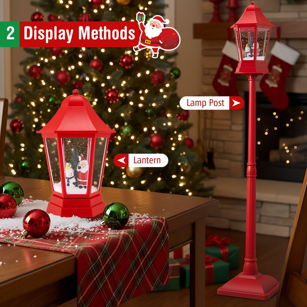 5.3 Feet Musical Christmas Street Lamp with Blowing Snow and LED Lights-Red