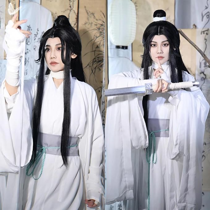 Adult Xie Lian Cosplay Hanfu Costume, White Cotton Robe, Ancient Chinese Style
