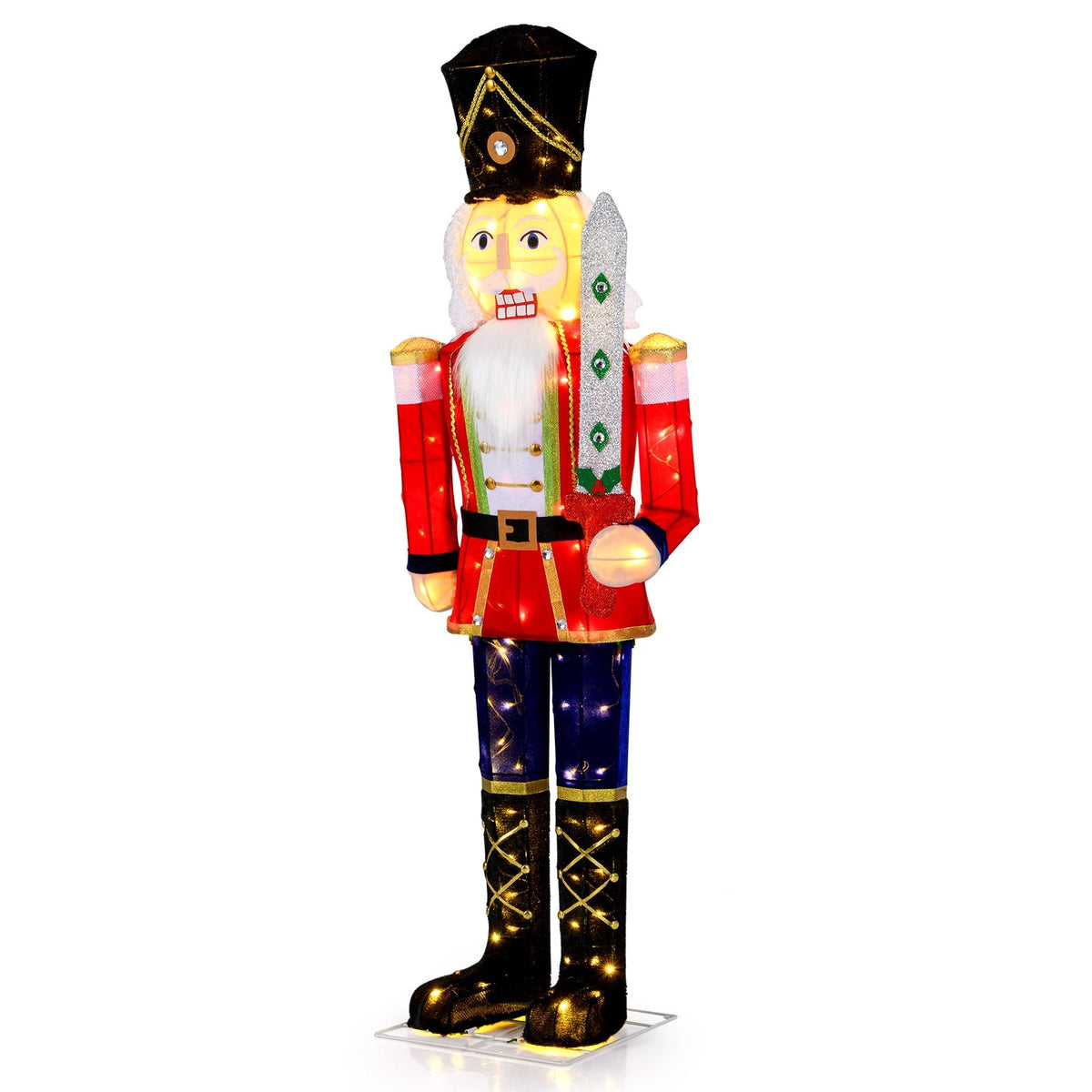 5 FT Christmas Nutcracker Outdoor Christmas Decoration with Glitter Sword