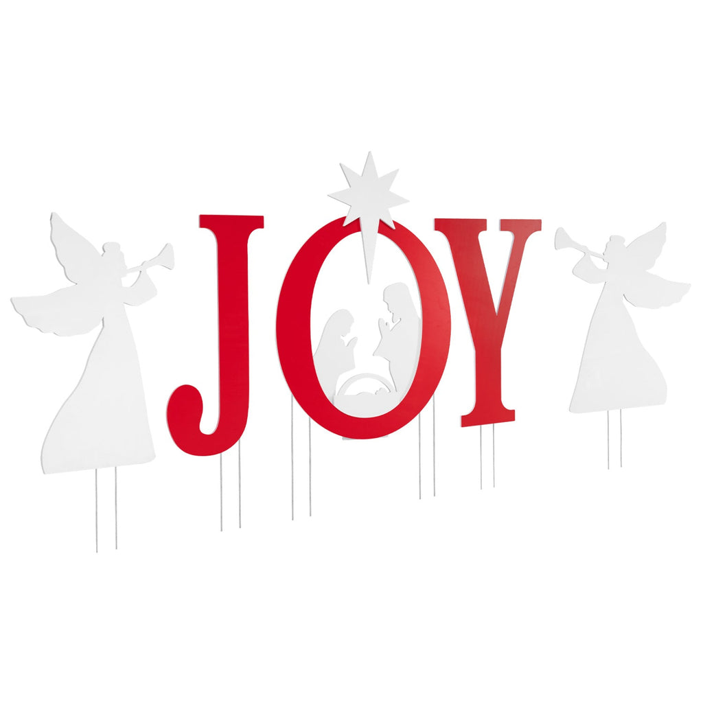 JOY Nativity Christmas Yard Sign Set with Angels - 5 Pieces