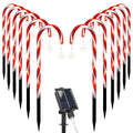 Solar Christmas Candy Cane Lights with 12 Candies 72LEDs Outdoor Christmas Decorations IP44 Waterproof Flickering Pathway Markers String Lights with 8