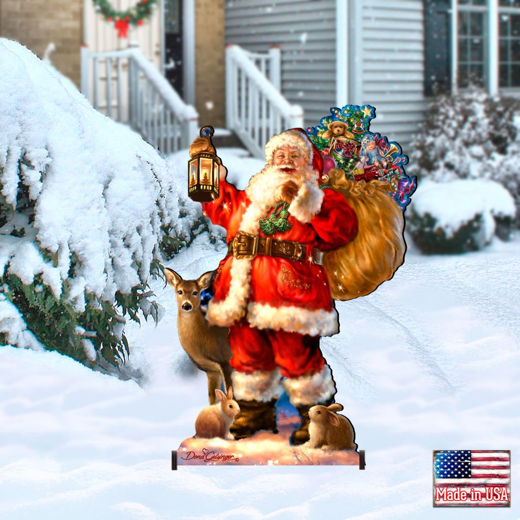Woodland Santa Christmas Outdoor Decor by D. Gelsinger - Christmas Santa Snowman Decor - 8461028F-1105