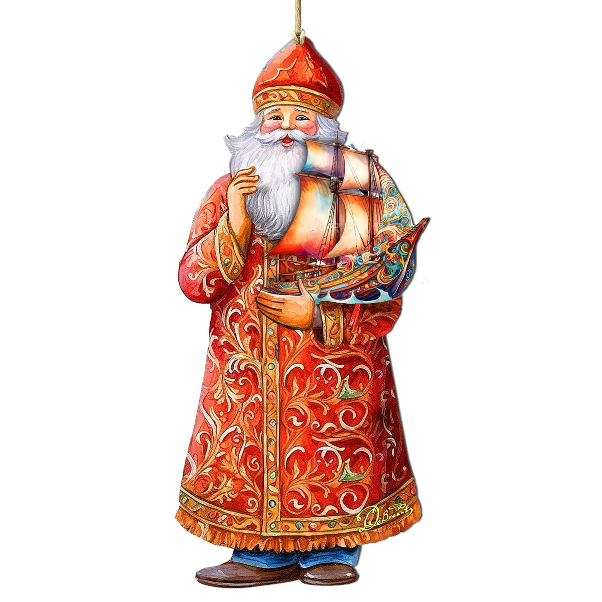 Holiday Cruise with Santa Wooden Ornaments by G. Debrekht - Christmas Santa Snowman Decor - 8691408