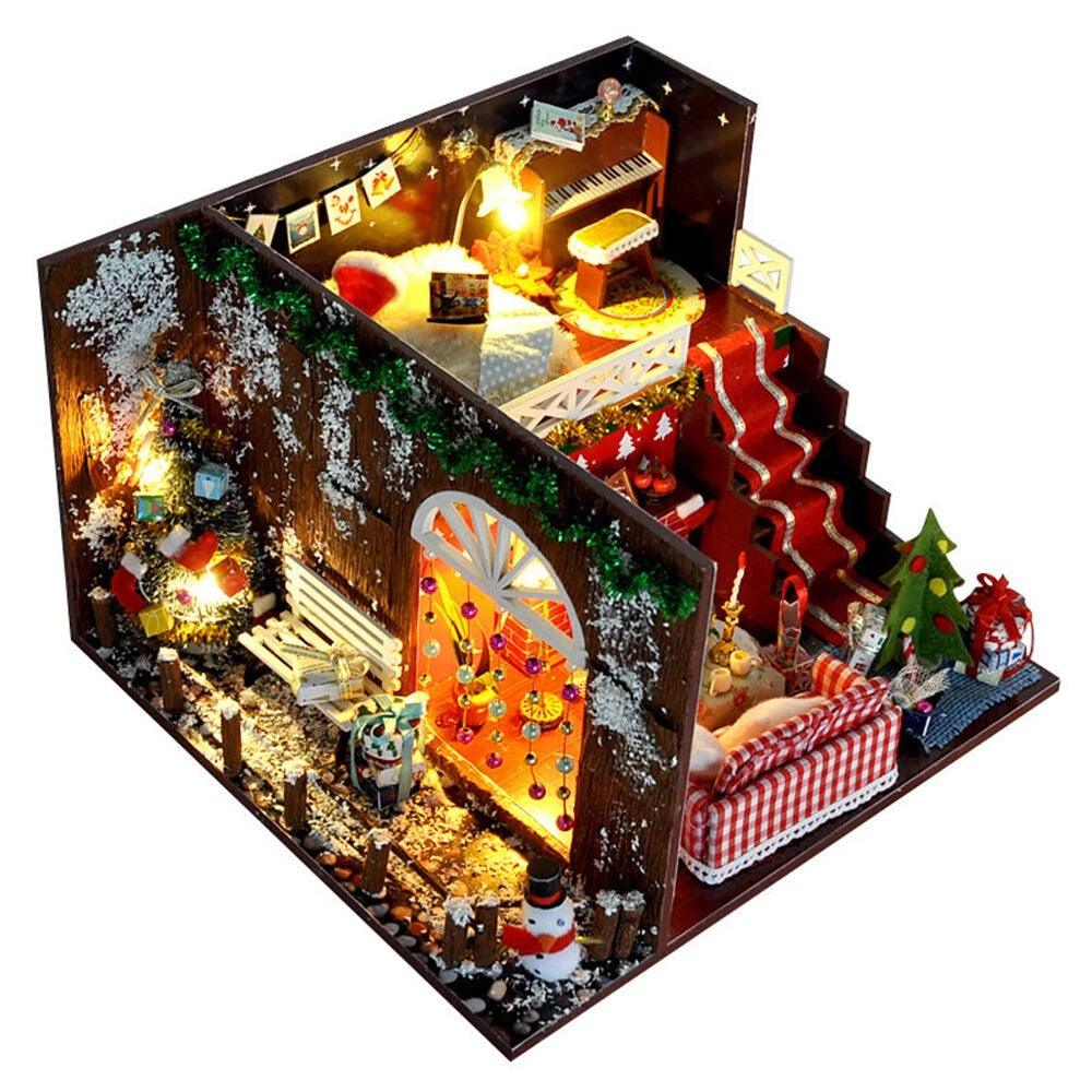 DIY Miniature Dollhouse with LED Lights - Christmas Decor Kit