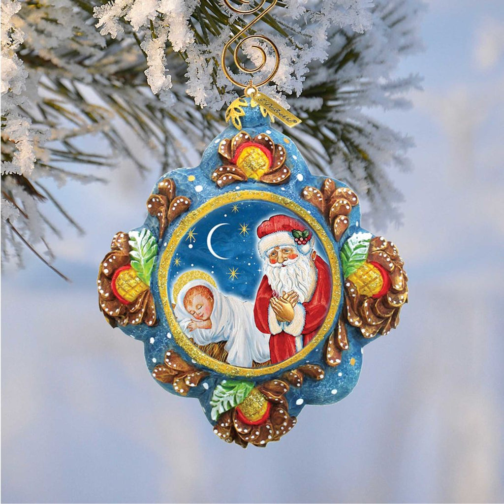 Saint Nick Reason for The Season Sculpted Hand-Painted Christmas Ornament by G. DeBrekht - Christmas Santa Snowman Décor - 6102544