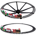 Electric Train Set Kid Toy Xmas Steam Train Kit Tree Surround Track Battery Operated with Sound Light Santa Claus Christmas Gift