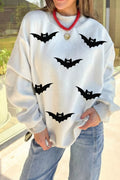 Halloween BOO & Bat Printed Reversible Mock Neck Sweatshirt