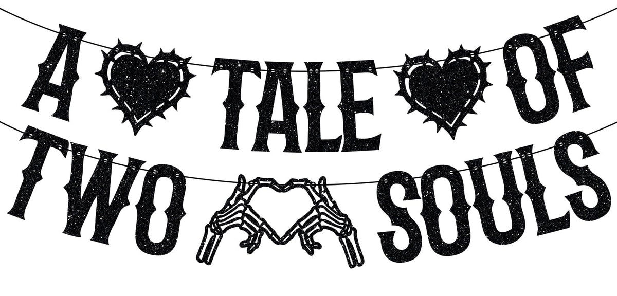 LOVELY BITON A Tale of Two Souls Halloween Wedding Banner Black Paper
