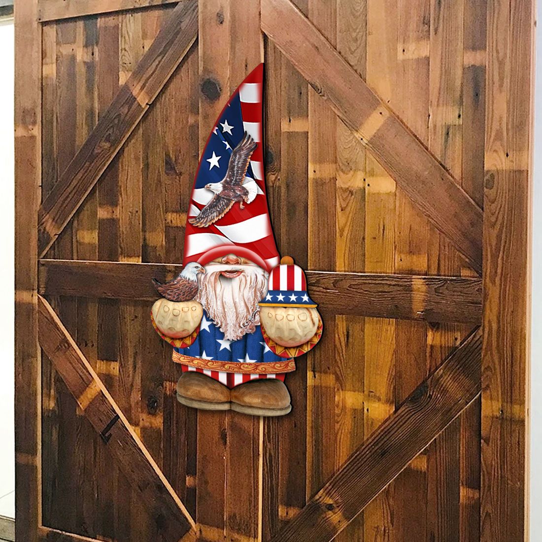 Americana Gnome Holiday Door Decor by G. DeBrekht - American Christmas Decor - 8611015H