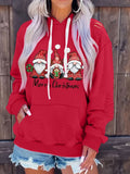 Amazon European And American Cross-border Autumn Women's Clothing Christmas Gnome Print Distressed Pocket Hooded Sweatshirt In Stock