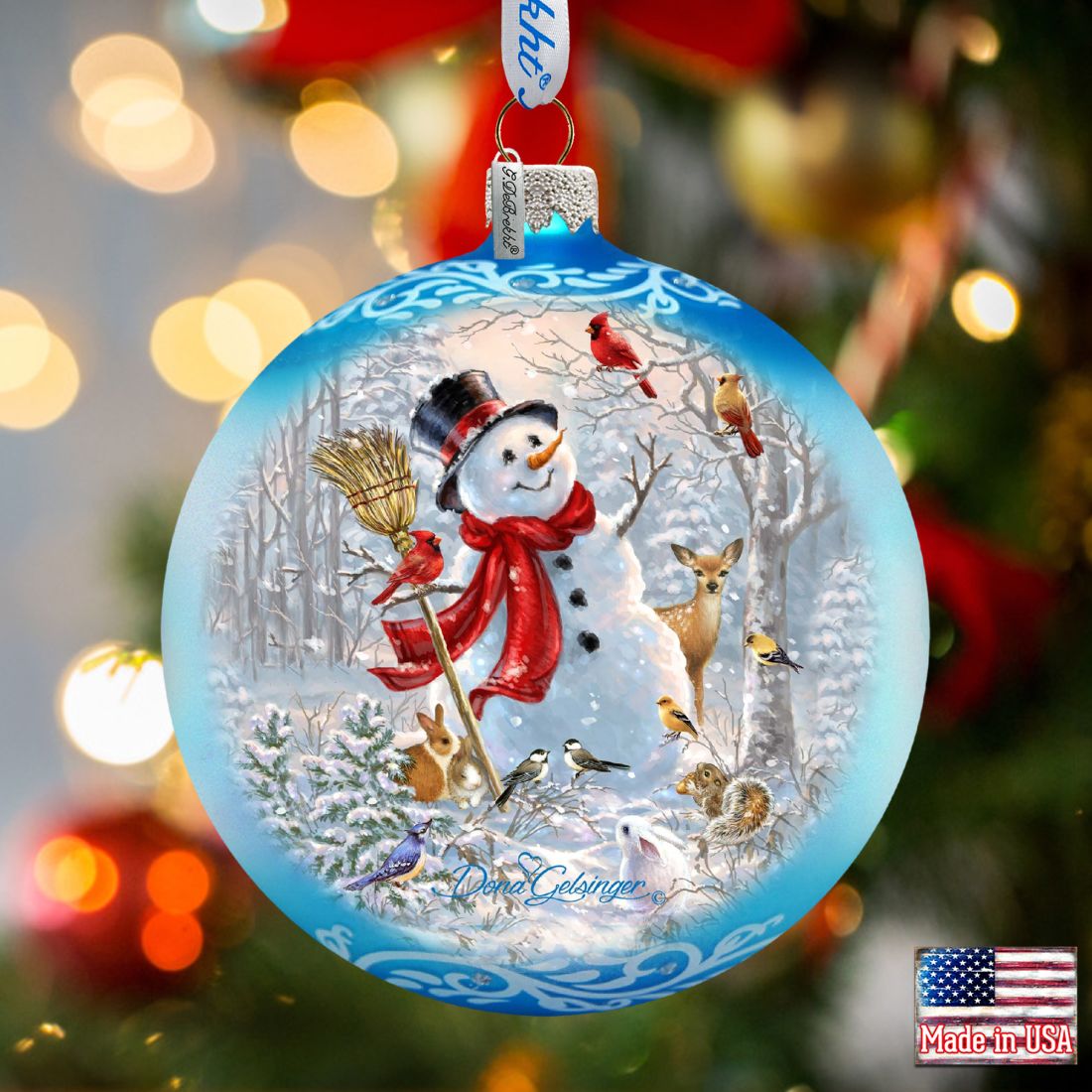 Frosty Forest Friends Glass Ornament by D. Gelsinger - Christmas Santa Snowman Decor - 71105-1624