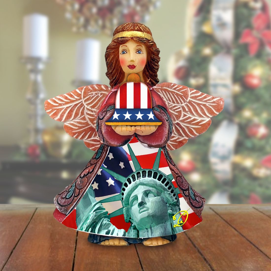 Patriotic Angel Figurine by G. DeBrekht - American Christmas Decor - 516661