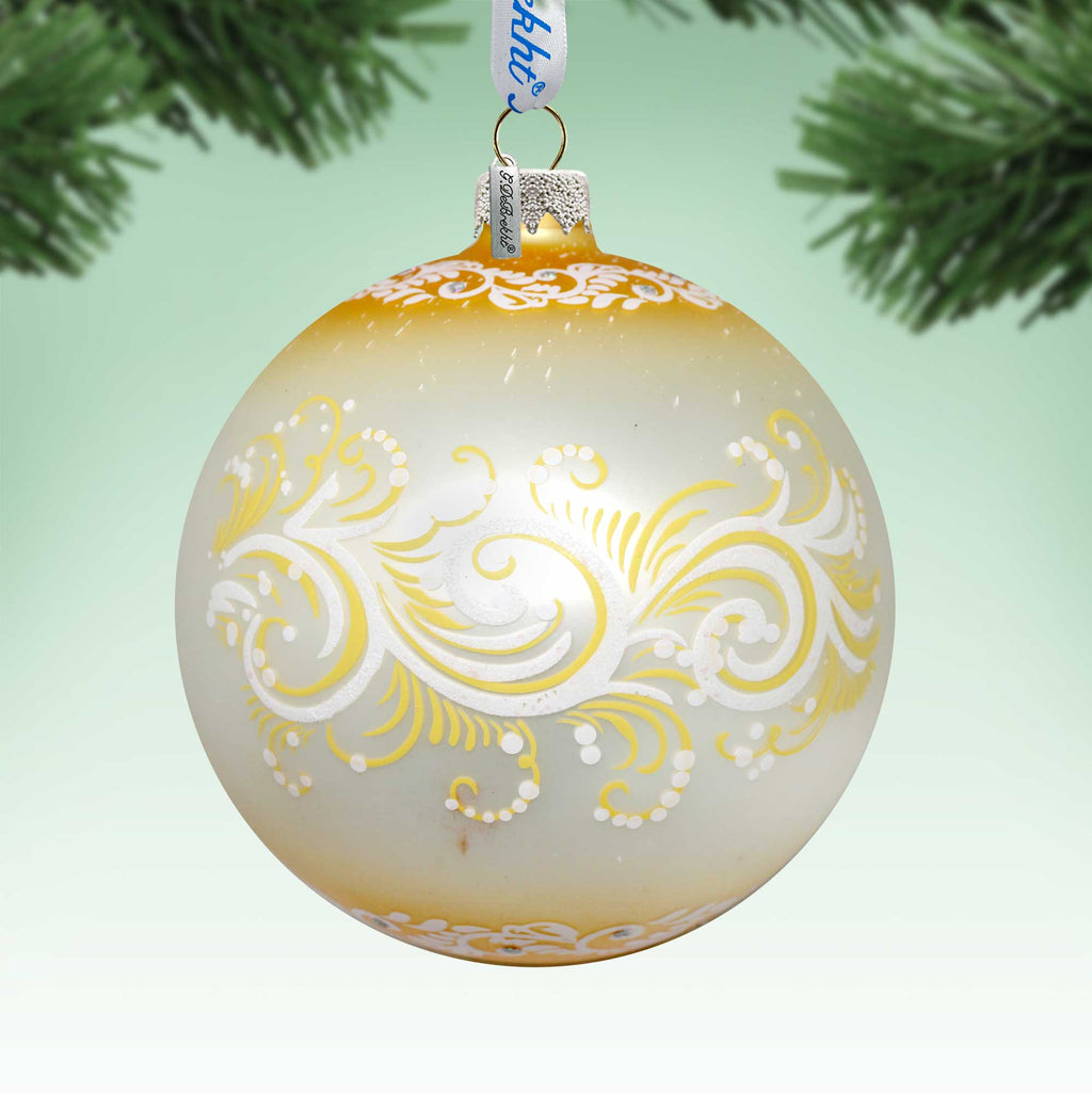 Regal Nativity Lg Glass Ornament in Gold by G.Debrekht - Christmas Decor - 73928G