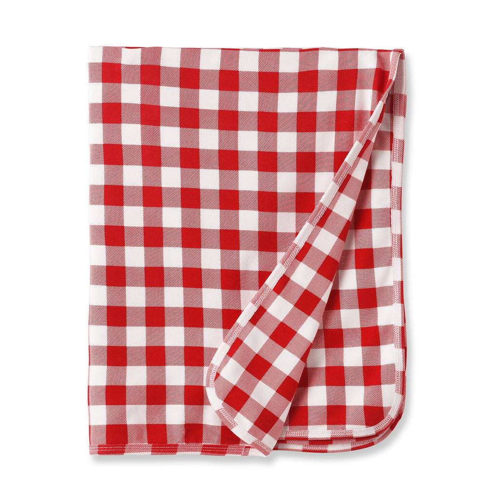 Picnic Plaid/Red Soft Bamboo Stroller Blanket for Baby