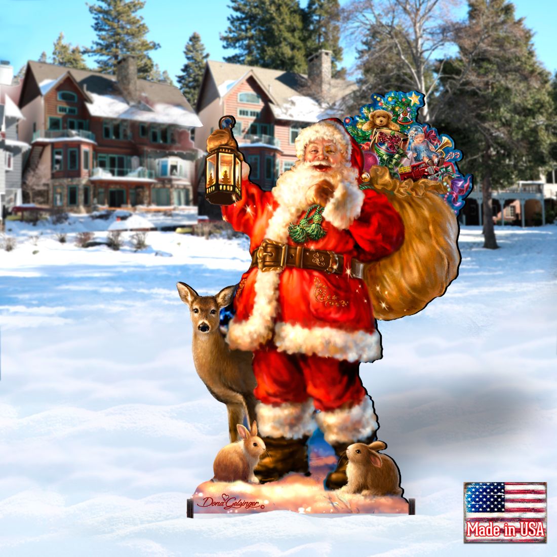Woodland Santa Christmas Outdoor Decor by D. Gelsinger - Christmas Santa Snowman Decor - 8461028F-1105