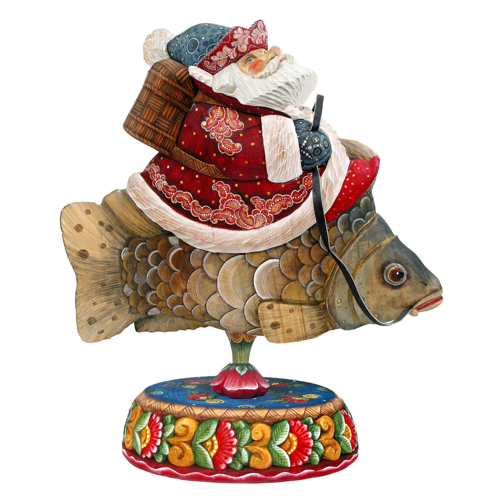 Carousel Santa on Fish Door Decor by G. DeBrekht - Christmas Santa Snowman Decor - 8114052H