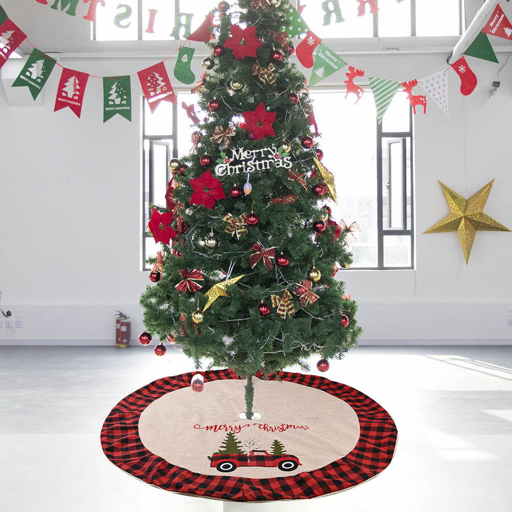 Linen Christmas Tree Skirt 120CM Decor