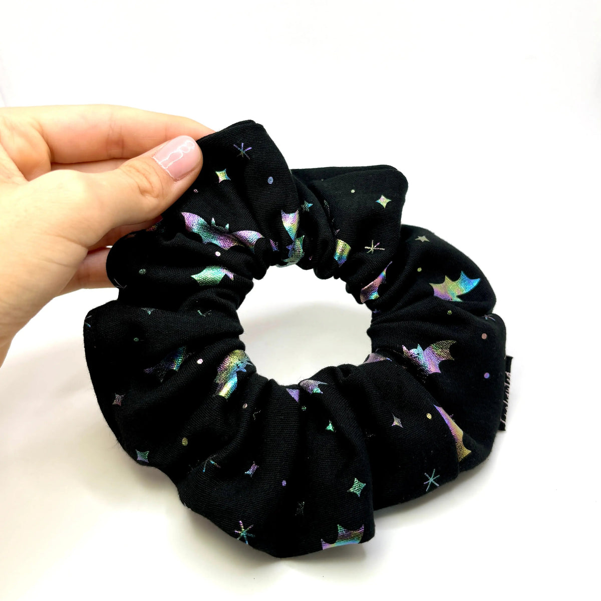 Mini Holographic Bats Halloween Scrunchie