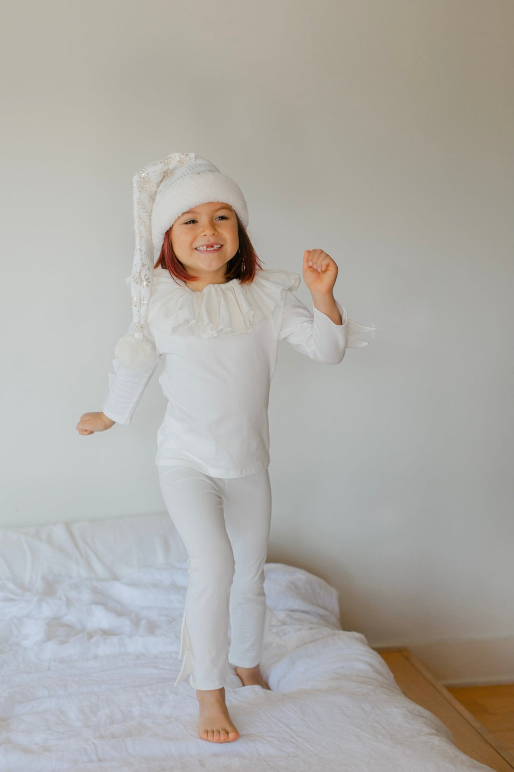 White Holiday Elf Costume-Christmas Gift for Kids - Cozy Cotton Stocking Stuffer