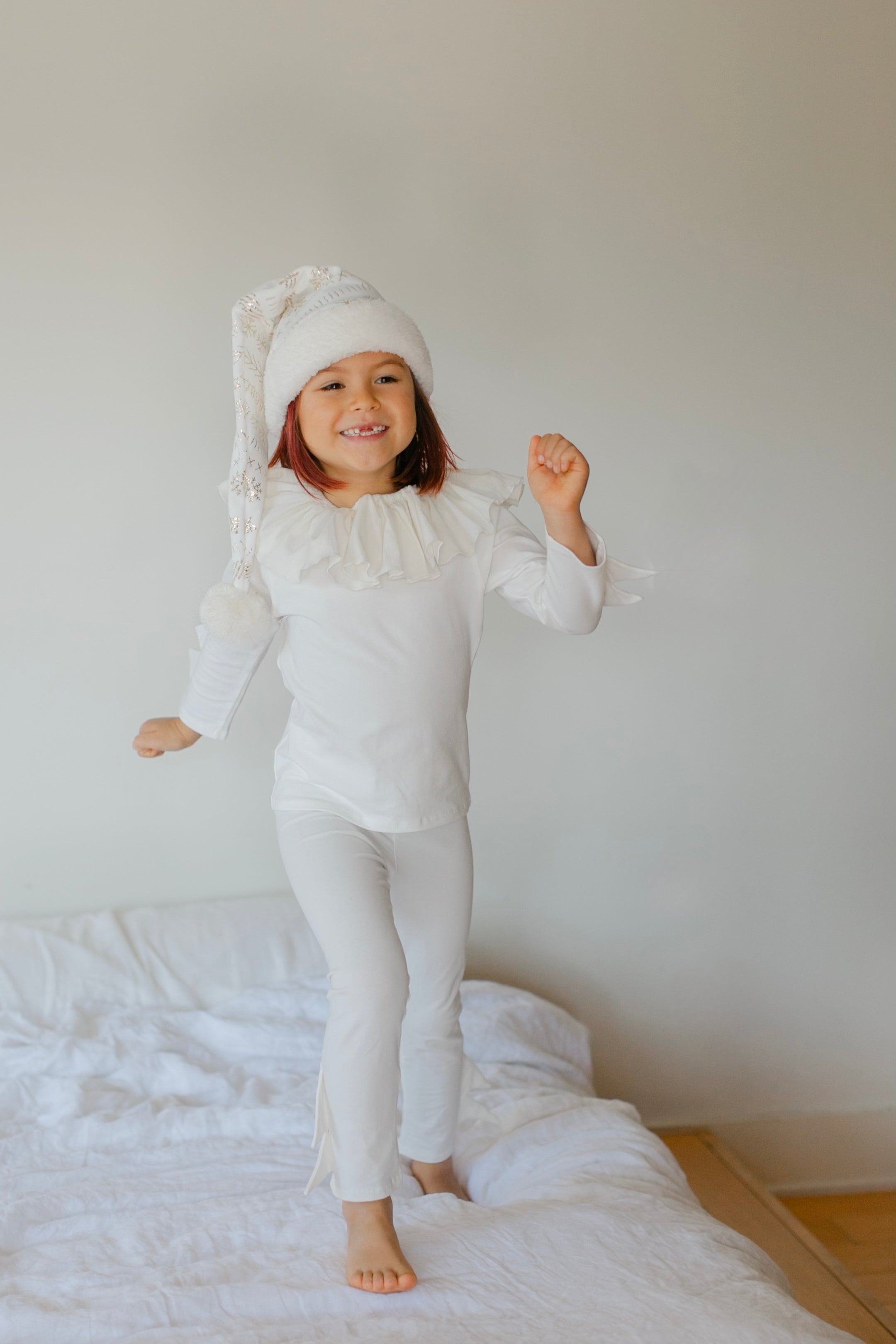 White Holiday Elf Costume-Christmas Gift for Kids - Cozy Cotton Stocking Stuffer