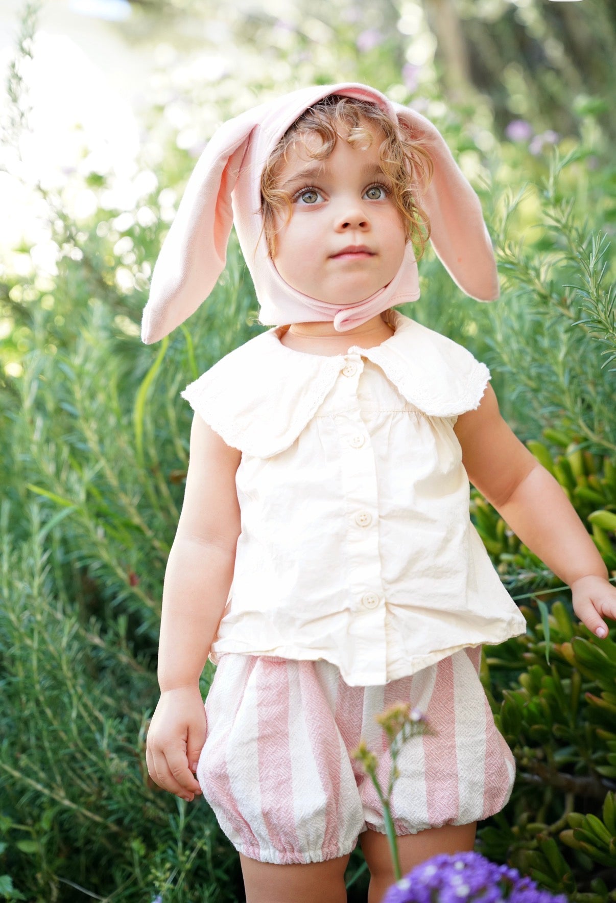 Pink Bunny Bonnet and Bunny Tail Set