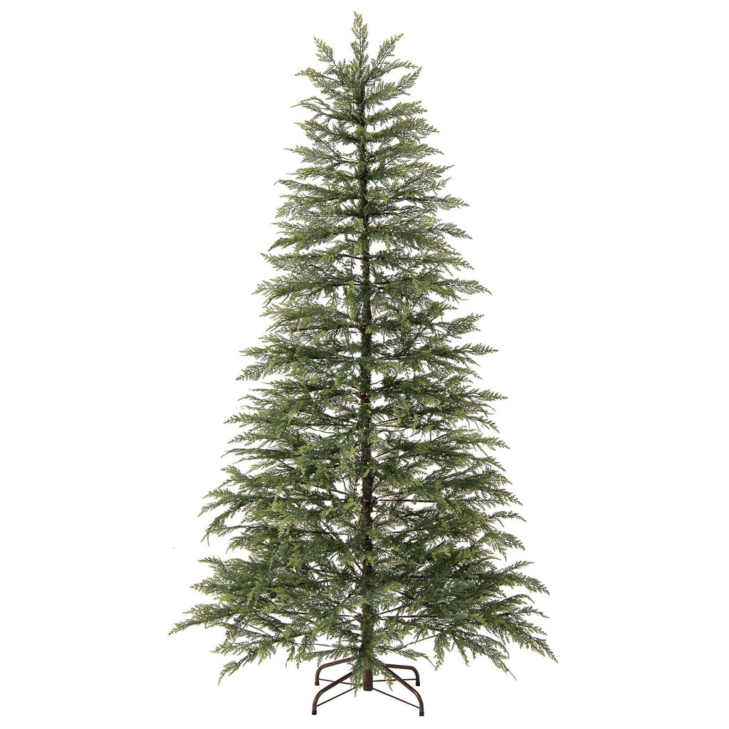 7.5 Feet Artificial Christmas Tree with Branch Tips and Colorful LED Lights