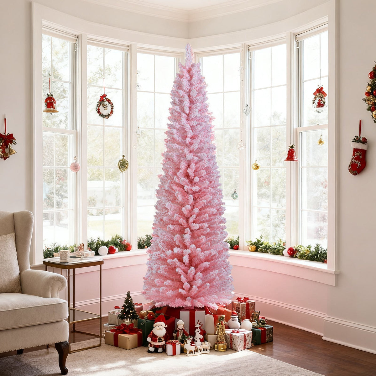 6 FT Artificial Christmas Tree with 460 Branch Tips and Folding Metal Stand