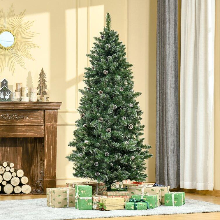 Pine Flocked Christmas Tree and Pinecones