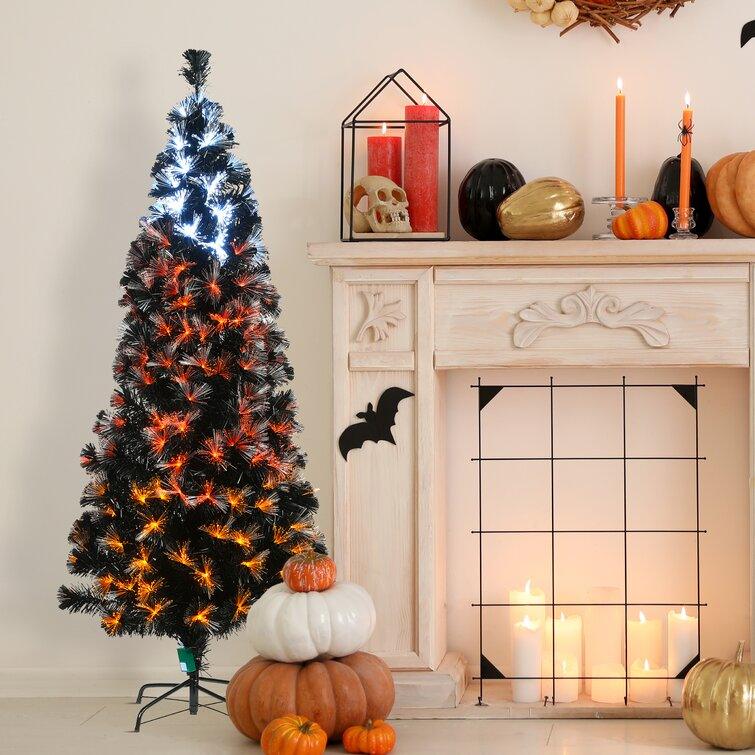Slender Black Artificial Christmas Tree With Lights