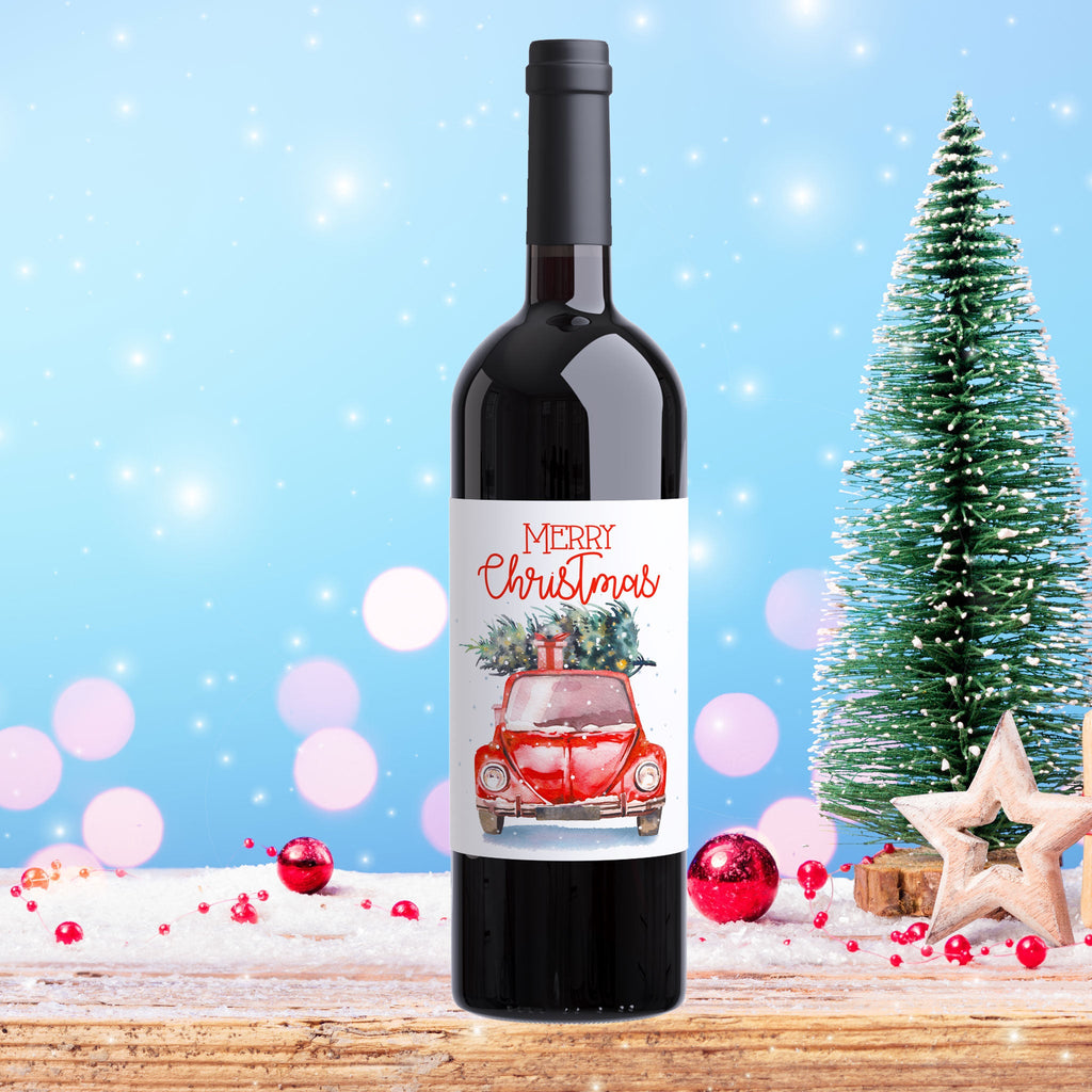 Vintage Truck Merry Christmas Wine Labels, Pack of 4