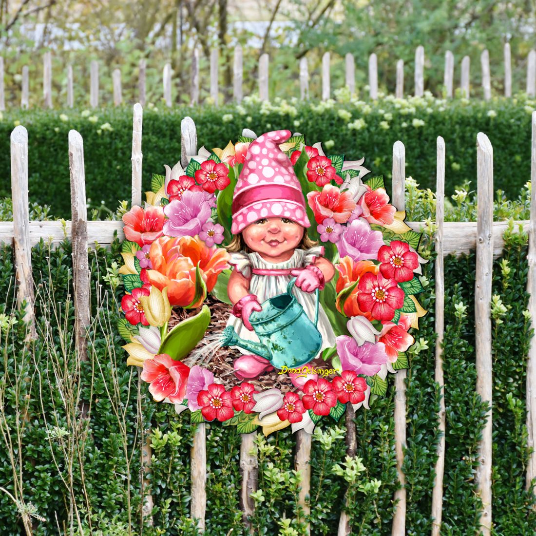 Spring Wreath Blossom Gnome Door Decor by D. Gelsinger - Christmas Decor - 8461055H-DG