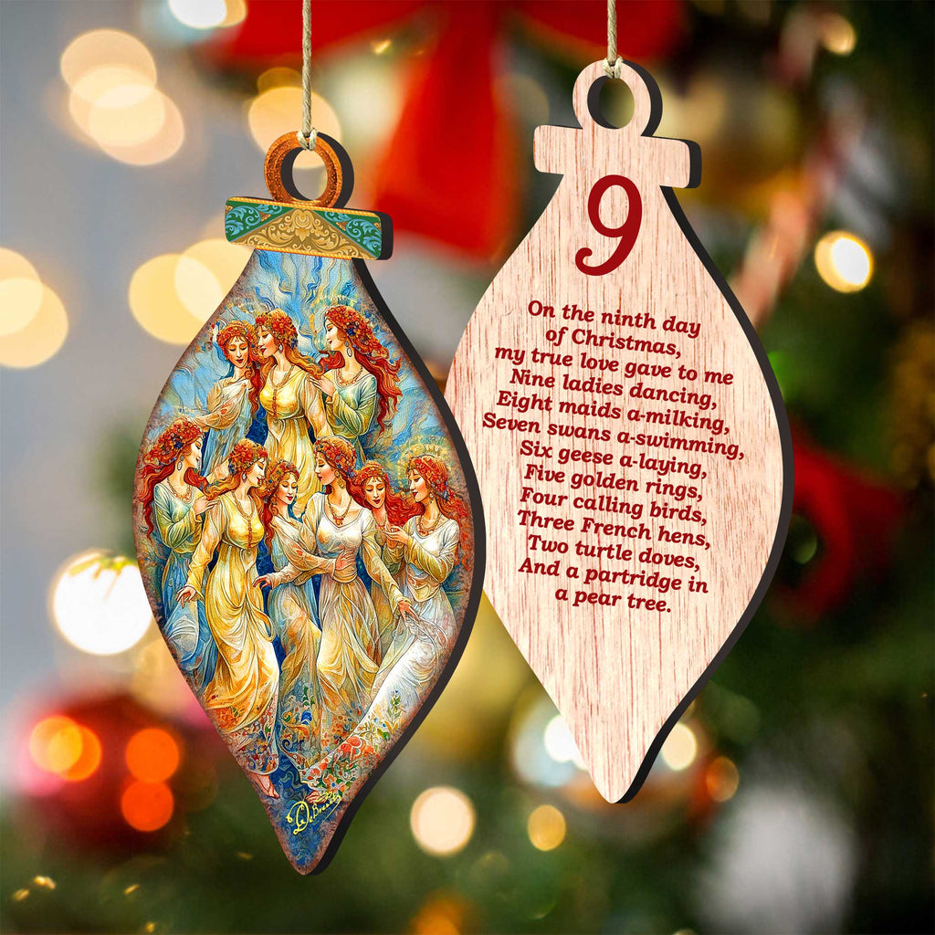 Twelve Days of Christmas Eco Wood Ornaments Set of 12 by G. DeBrekht - Christmas Decor 12 Days of Christmas - 8610102-S12