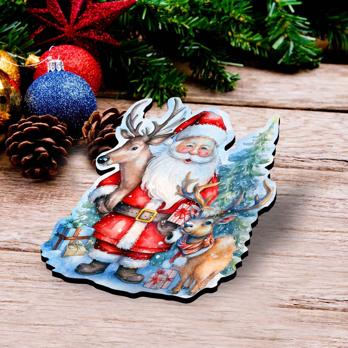 Christmas Is Here Clip-On Eco Wood Decorative Ornaments Set of 3 by G. Debrekht - Christmas Decor - 8091028C-S3