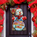 Santa In the Night Sky Snowman Door Decor by G. DeBrekht - Christmas Santa Snowman Decor - 818158H