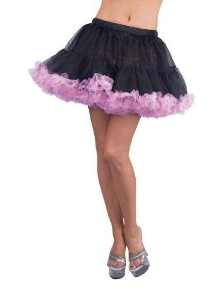 Black Double Layer Tulle Petticoat with Pink Trim