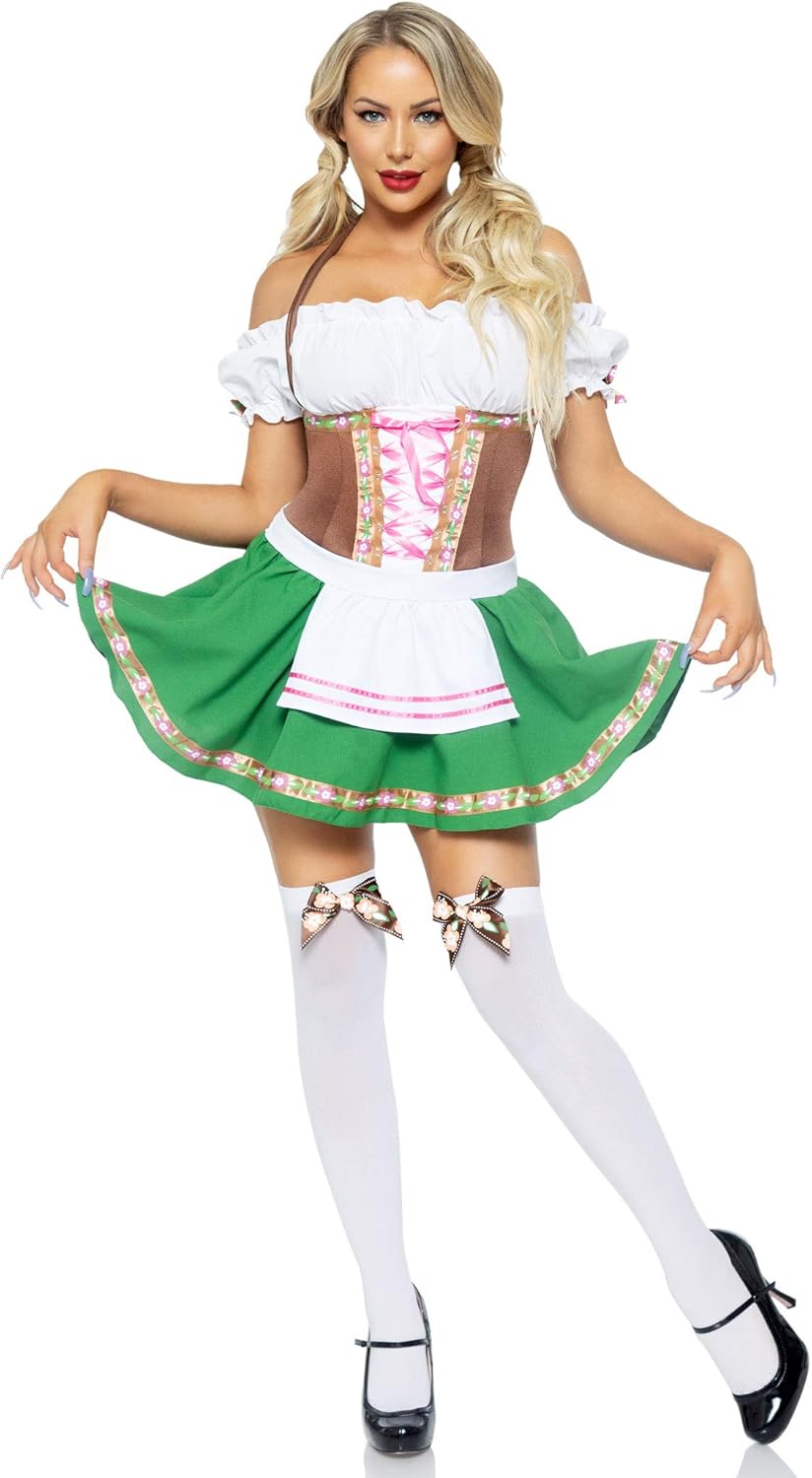 Gretchen Oktoberfest Costume - Women's Dirndl Dress with Stockings