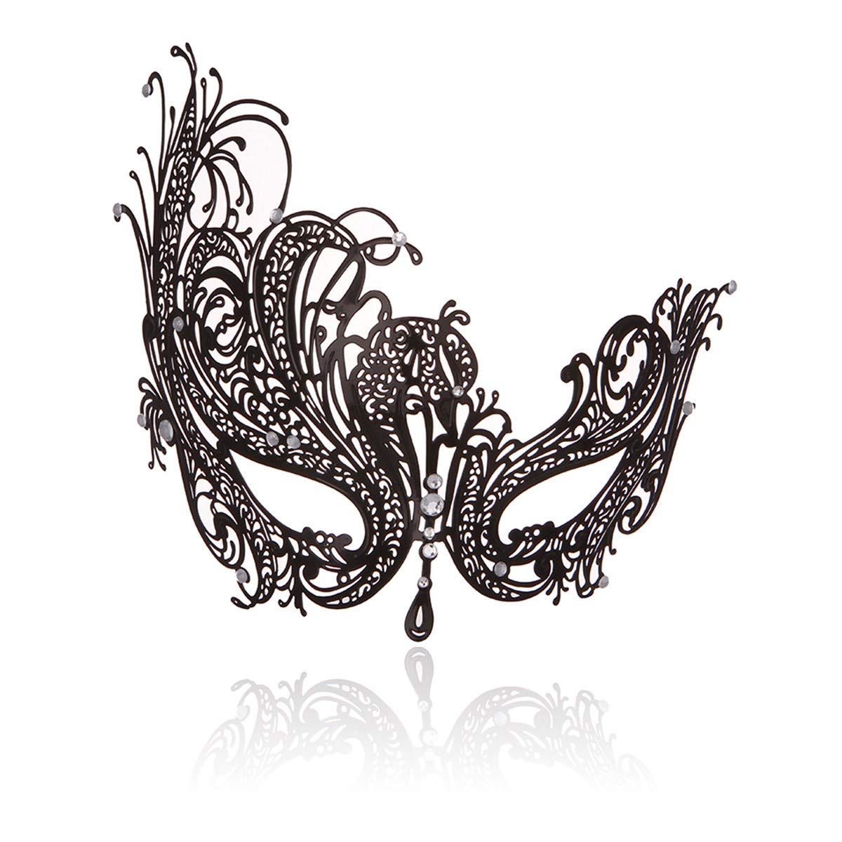Rhinestone Metal Masquerade Mask for Women - Venetian Party Mask - Elegant Prom Ball Costume Accessory