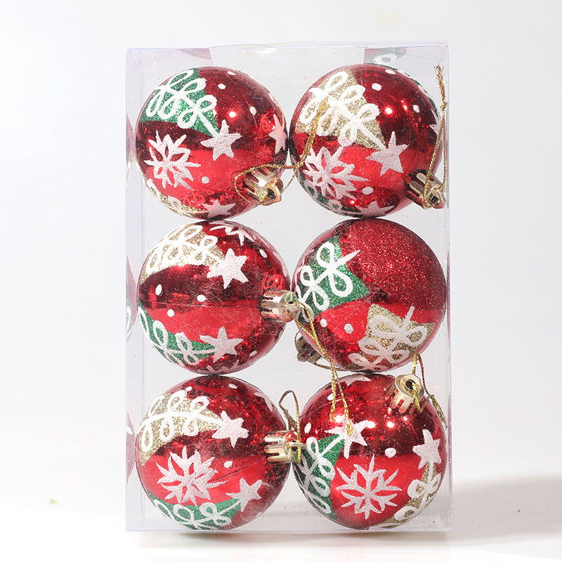Christmas ball hand drawn pattern Christmas tree pattern decoration plastic electroplated ball decoration