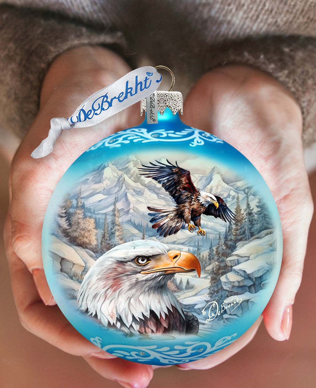 The Land of the Free - American Eagle Glass Ornament by G. Debrekht - Christmas Decor - 73387
