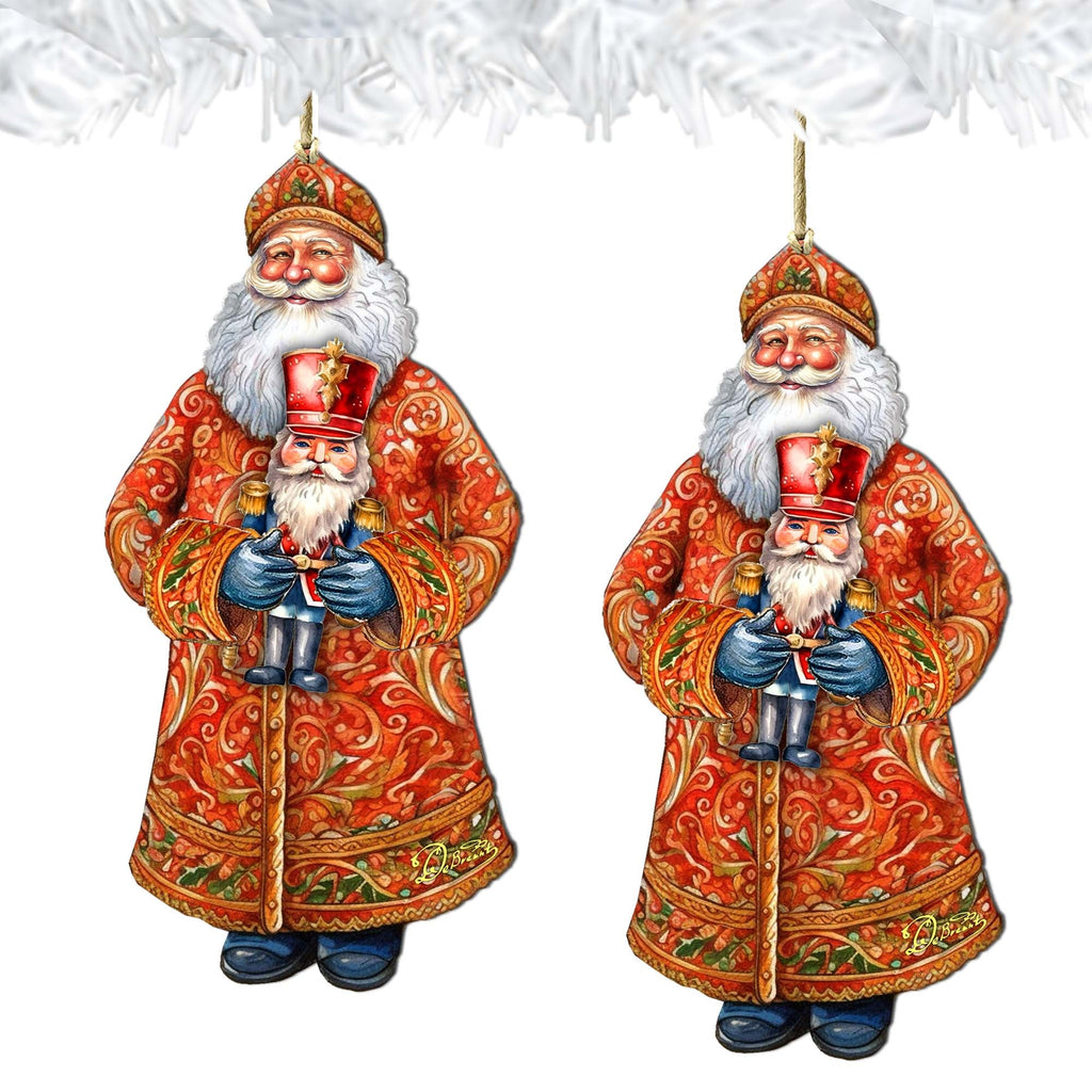 Santa's Holiday Nutcracker Wooden Ornaments by G. Debrekht - Christmas Santa Snowman Decor - 8691401