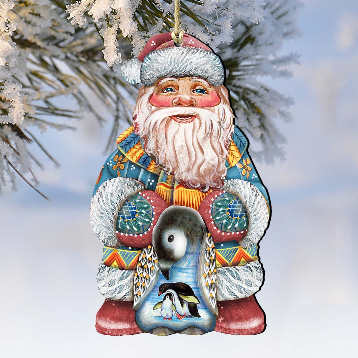 Penguin Santa Christmas Wooden Ornaments by G. DeBrekht - Christmas Santa Snowman Decor - 8118051