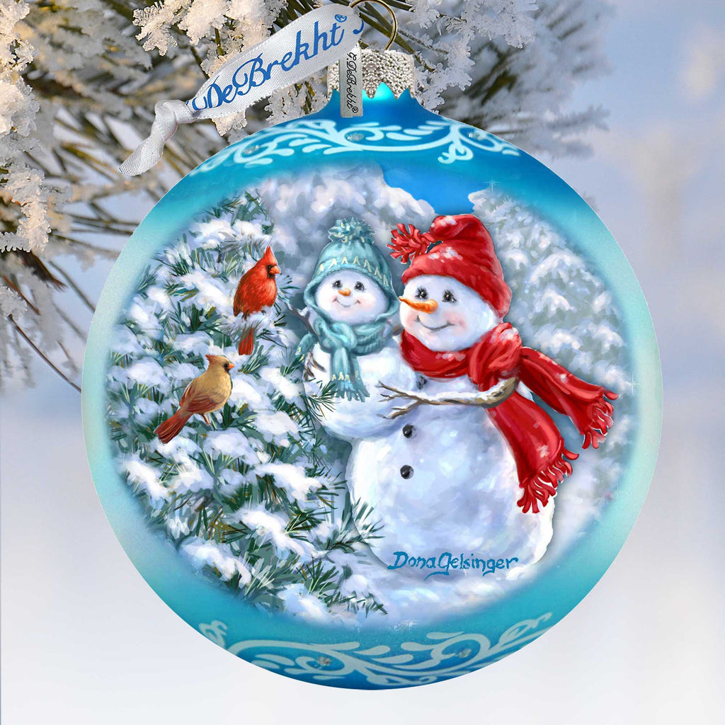Baby Snowman's First Winter Lg Glass Ornament in Blue by Gelsinger - Christmas Décor - 73923B-DG