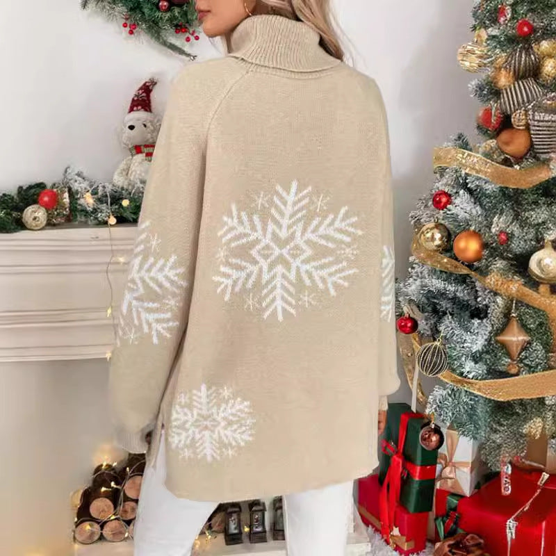 High Collar Christmas Sweaters Women's Clothing
