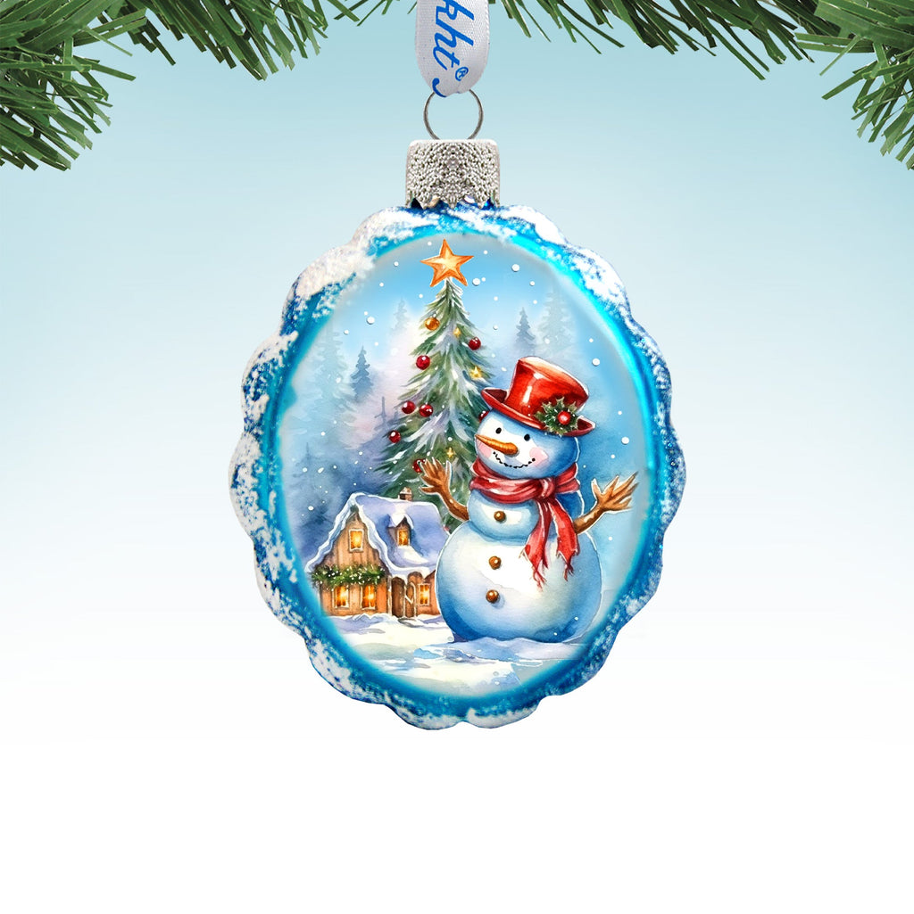 Snowman and Christmas Tree Mercury Glass Ornaments by G. Debrekht - Christmas Santa Snowman Décor - 776020