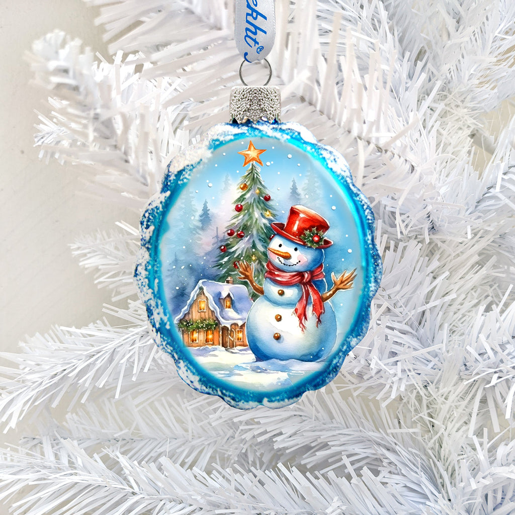 Snowman and Christmas Tree Mercury Glass Ornaments by G. Debrekht - Christmas Santa Snowman Décor - 776020