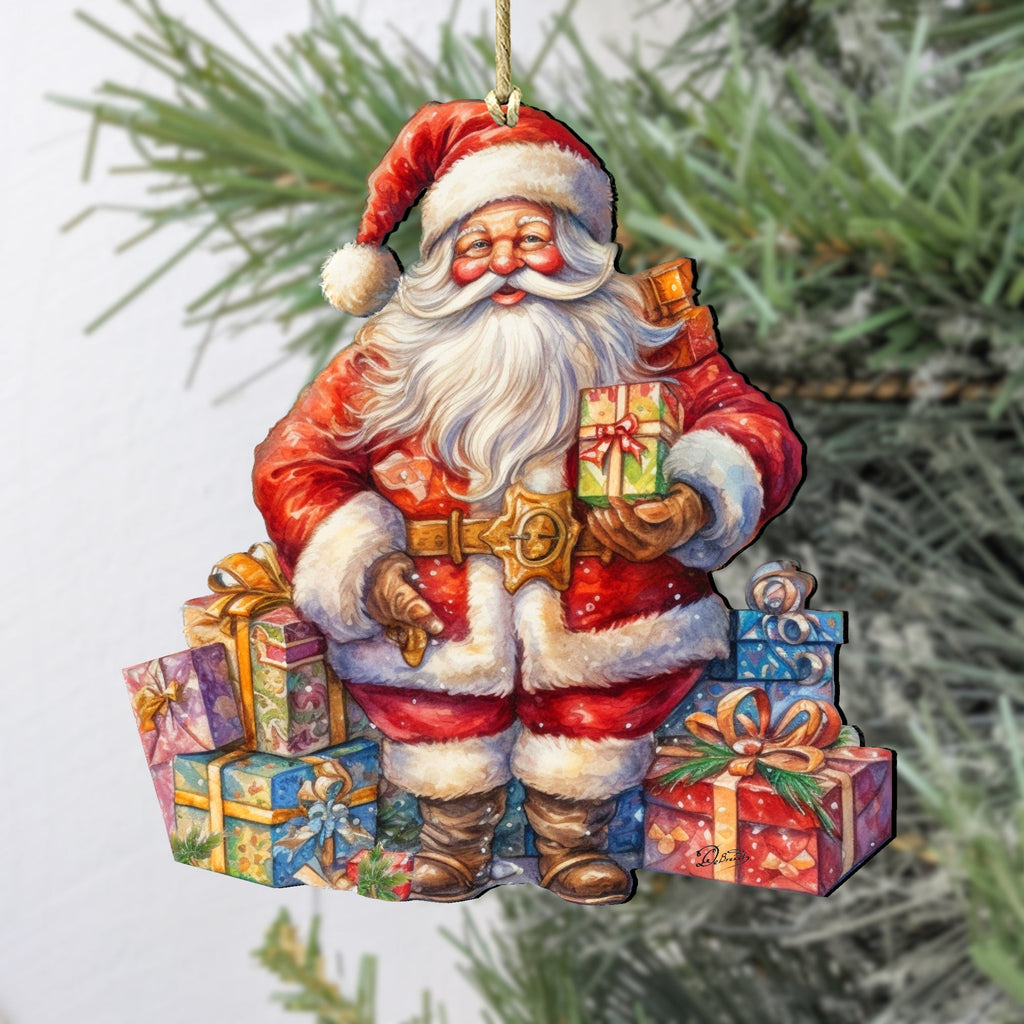 The Joy of Giving Wooden Ornaments by G. Debrekht Christmas Santa Snowman Decor - 8611081