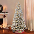 6.5 ft Flocked Virginia Pine Pre-Lit Christmas Tree, 300 Clear Lights