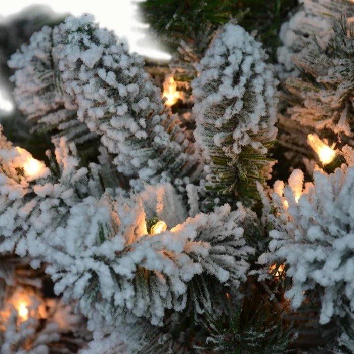 6.5 ft Flocked Virginia Pine Pre-Lit Christmas Tree, 300 Clear Lights